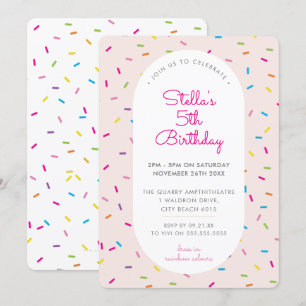 KIDS BIRTHDAY colourful girly sprinkles border pin Invitation