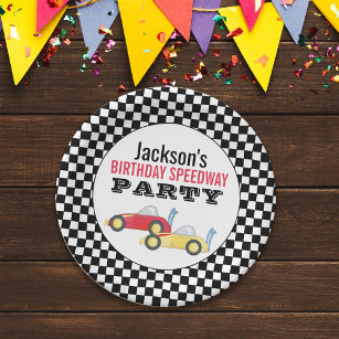 Kids Birthday Cute Boy Cartoon Race Cars Paper Plate