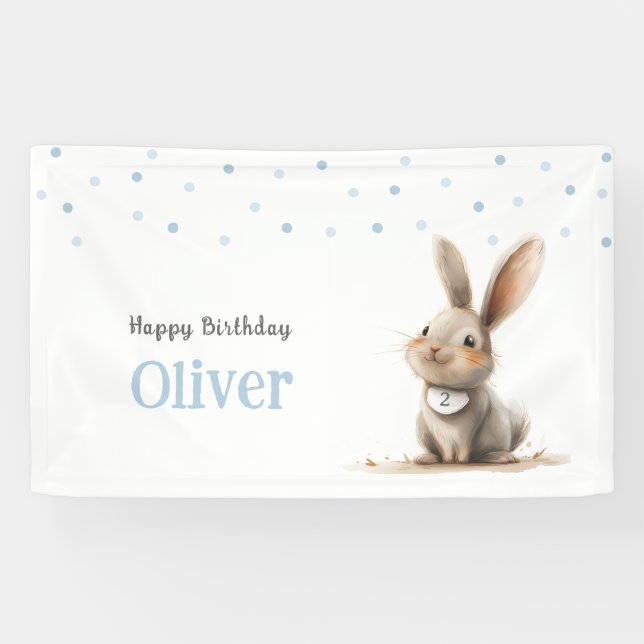 Kids Birthday Cute Bunny Happy Birthday  Banner (Horizontal)