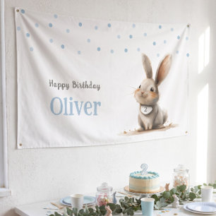 Kids Birthday Cute Bunny Happy Birthday Banner