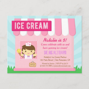 Kids Birthday, Cute Ice cream party invitations