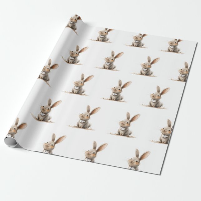 Kids Birthday Cute Rabbit Wrapping Paper (Unrolled)