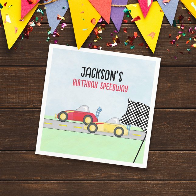 Kids Birthday Cute Race Car Custom Napkin (Creator Uploaded)