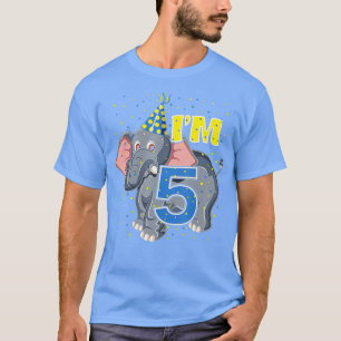 Kids Birthday Elephant 5 Year Old Zoo 5th Birthday T-Shirt