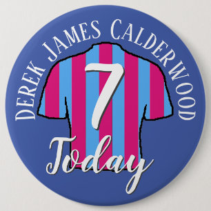 Kids Birthday Football Shirt Design to Personalise 6 Cm Round Badge