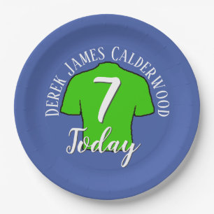 Kids Birthday Football Shirt to Personalise Paper Plate