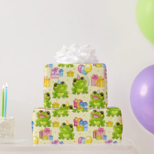 Kids Birthday Frogs Wrapping Paper