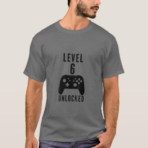 Kids Birthday Gamer Level 6 Unlocked Video Game Co T-Shirt