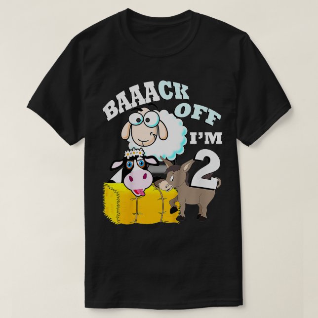 Kids Birthday Gift Baaack Off Im 2 Farm Themed Bir T-Shirt (Design Front)