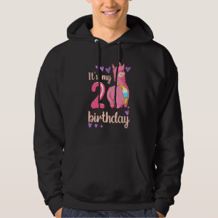 Kids Birthday Girl 2 Year Old Pink Llama It's My 2 Hoodie