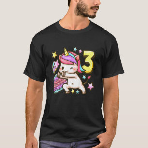 Kids Birthday girl 3 years old, Unicorn, Pop It, N T-Shirt