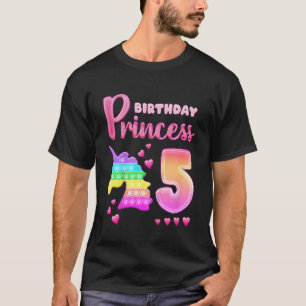 Kids Birthday Girl 5 Year Old Unicorn Pop It Fidge T-Shirt
