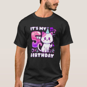 Kids Birthday girl 5 years old K pop kitten with f T-Shirt