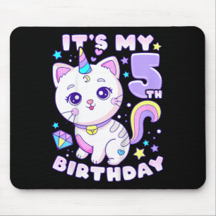 Kids Birthday Girl 5 Years Old Mouse Mat