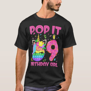 Kids Birthday Girl Fidget Toy Pop It 9th Birthday T-Shirt
