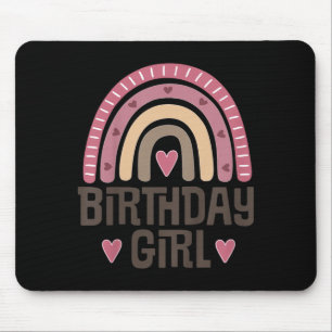 Kids Birthday Girl Quote Boho Rainbow Mouse Mat