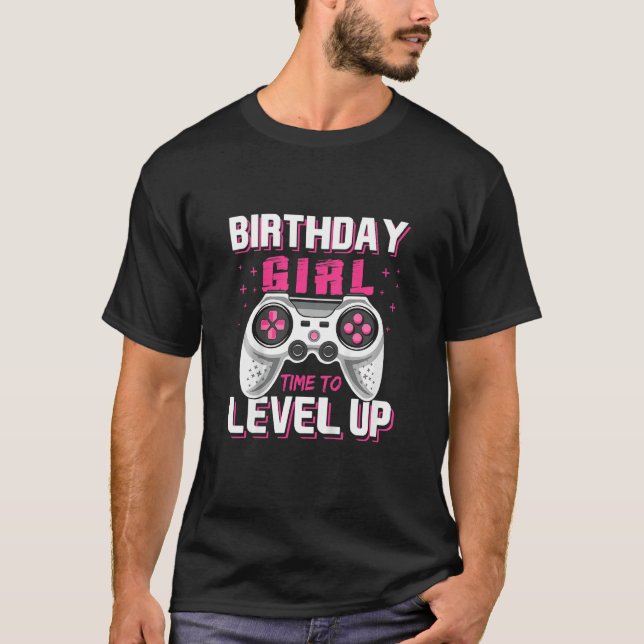 Kids Birthday Girl Time To Level Up Video Gaming B T-Shirt (Front)