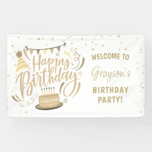 Kid's Birthday Gold Glitter Welcome Banner