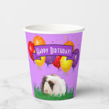Kids Birthday Guinea Pig Balloons Purple Banner