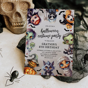 Kids Birthday Halloween Costume Party Invitation
