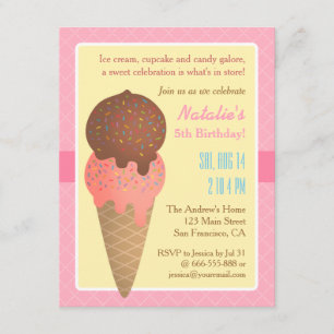 Kids Birthday, Ice cream party invitations