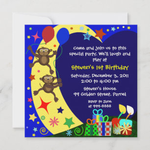 Kids Birthday Invitation: 011 Monkeys Invitation