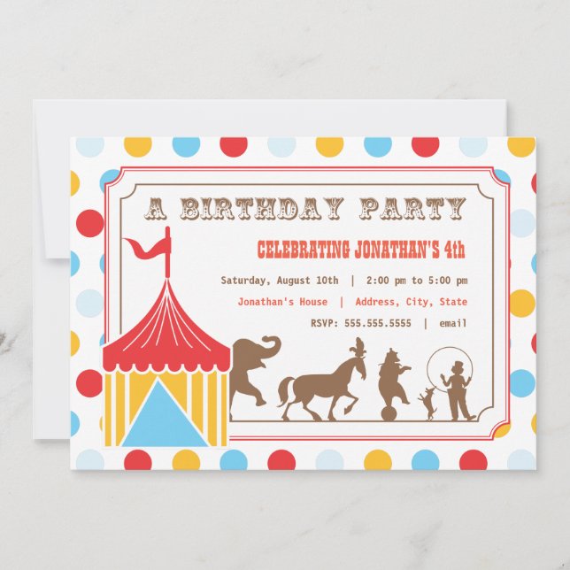 Kids Birthday Invitation - Circus (Front)