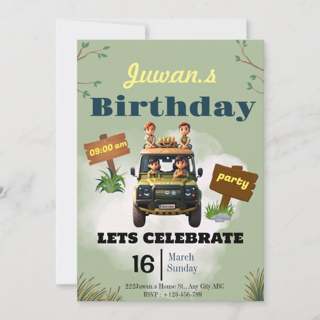 Kids Birthday Invitation, Custom Party Design Invitation (Front)