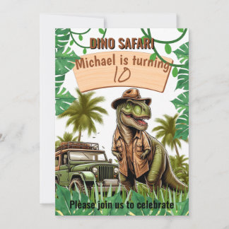 Kids birthday invitation: Dino Safari, QR code Invitation
