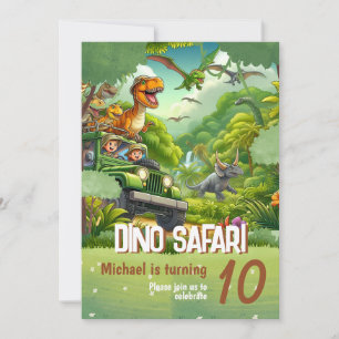 Kids birthday invitation: Dino Safari, QR code Invitation