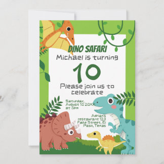 Kids birthday invitation: Dino Safari, QR code Invitation
