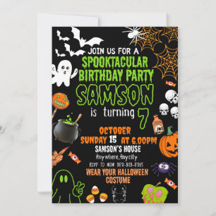 Kids Birthday Invitation , Halloween Birthday