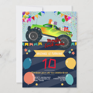 Kids birthday invitation: Monster truck mania, QR Invitation