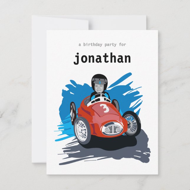 Kids Birthday Invitation - Race Car (Front)