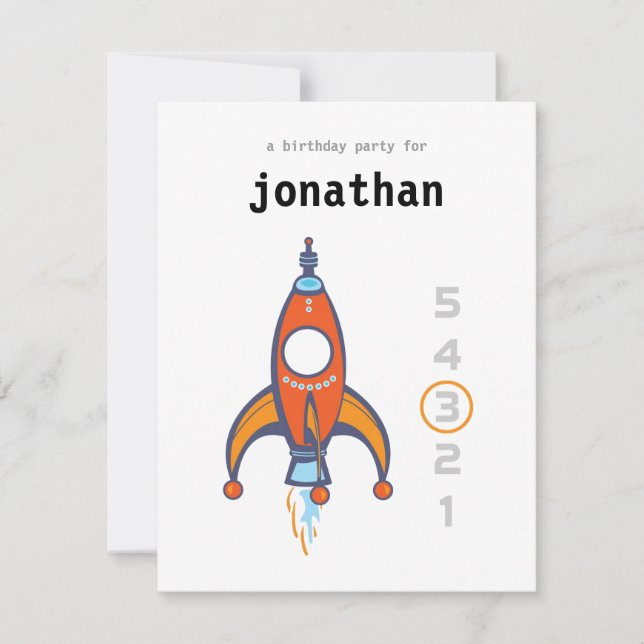 Kids Birthday Invitation - Rocket (Front)