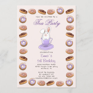 Kids birthday invitation with doughnuts and bunny