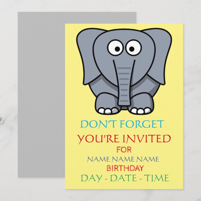 kids birthday invitations ensemble (Front/Back)