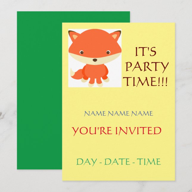 kids birthday invitations ensemble (Front/Back)