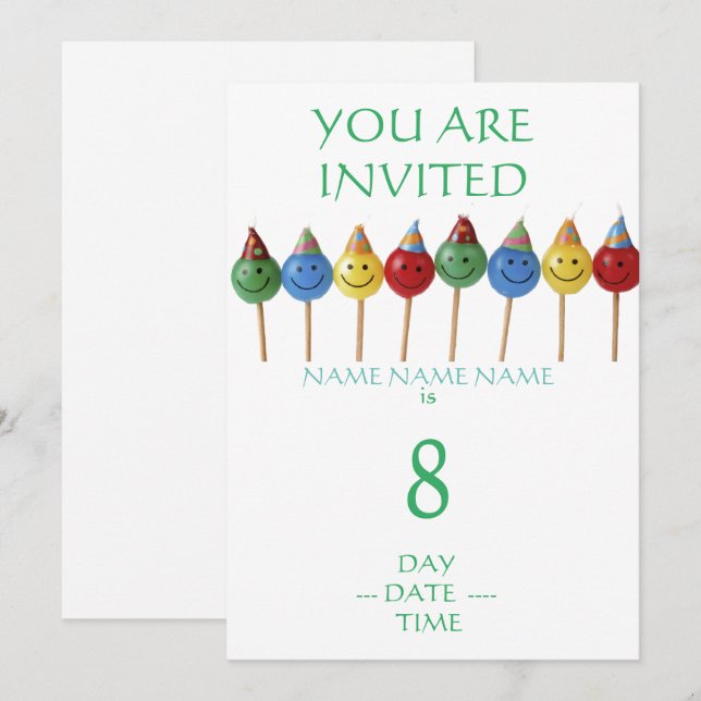 kids birthday invitations ensemble (Front/Back)