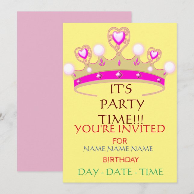 kids birthday invitations ensemble (Front/Back)