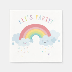 KIDS BIRTHDAY LET'S PARTY pastel colours rainbow Napkin