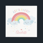 KIDS BIRTHDAY LET'S PARTY pastel colours rainbow Napkin<br><div class="desc">by kat massard >>> WWW.SIMPLYSWEETPAPERIE.COM <<<</div>