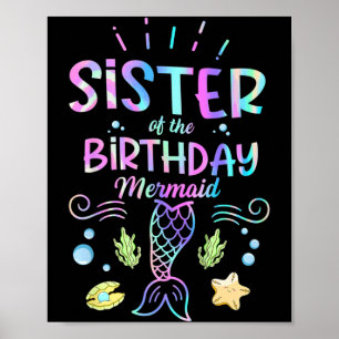 Kids Birthday Mermaid Quote For A Sister Of A Poster