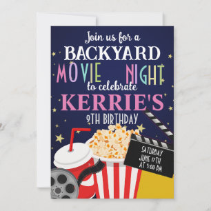 Kid's Birthday Movie Night Party Custom Invitation