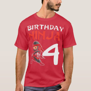 Kids Birthday Ninja 4 Year Old Fourth Birthday Sam T-Shirt