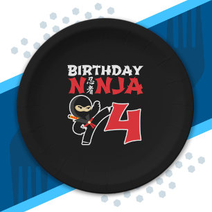 Kids Birthday Ninja - 4 Year Old Party Theme Paper Plate