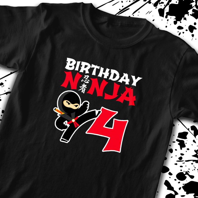 Kids Birthday Ninja - 4 Year Old Party Theme T-Shirt (Creator Uploaded)