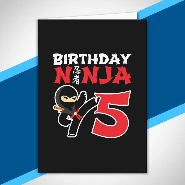 Kids Birthday Ninja - 5 Year Old Party Theme Card (Creator Uploaded)