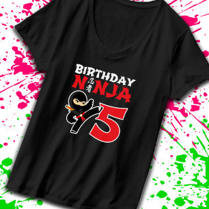 Kids Birthday Ninja - 5 Year Old Party Theme T-Shirt