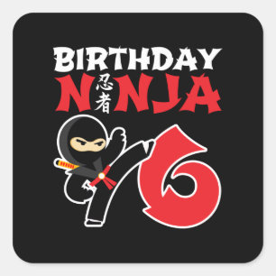Kids Birthday Ninja - 6 Year Old Party Theme Square Sticker